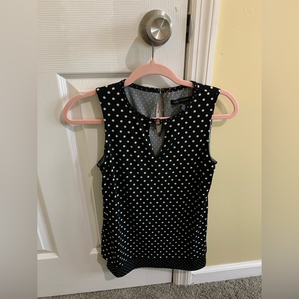 WHBM Black and White Polka Dot Sleeveless Blouse Size XXS